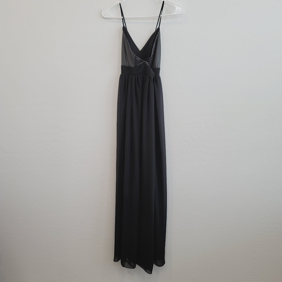 💕 Forever 21 Black Maxi Dress with Faux Leader M - Picture 4 of 15